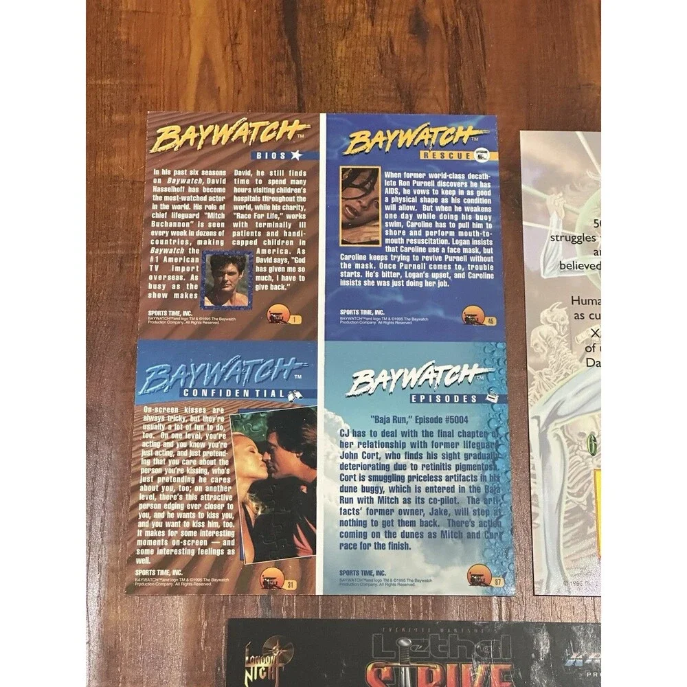 Lot of (5) 1990’s Oversized Promo Trading Cards - Baywatch, Waterworld, Batman +